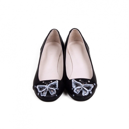 Красивые балетки "Бантики в стразах" - кожаные женские балетки ручной работы с рисунком на заказ |  Sumnizza фото 2