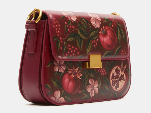 Кросс боди с авторской росписью по коже "Гранат" — кросс боди с принтом на заказ фото 2