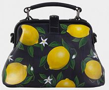 Женский саквояж "Лимоны" ручной работы с рисунком и вышивкой на заказ
