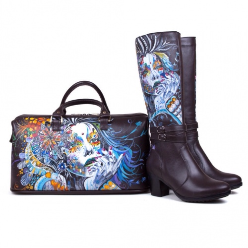 Сапоги на низком каблуке "Куда приводят мечты" - кожаные и замшевые женские сапоги ручной работы с рисунком на заказ | Sumnizza фото 3