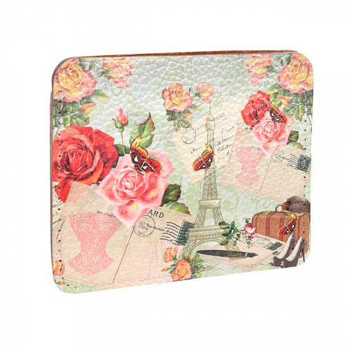 Холдер-конверт для карт и купюр с принтом "Париж" - кожаный женский конверт для карт, холдер ручной работы с рисунком |  Sumnizza фото 4