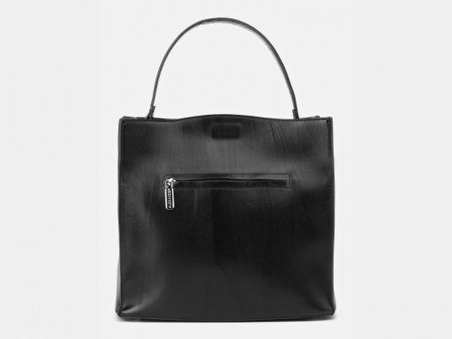 Черная кожаная сумка-шоппер с ручкой "Синтия" фото 2