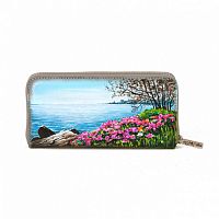 Женское кожаное портмоне с рисункомс росписью "Монтрё" ручной работы с рисунком на заказ