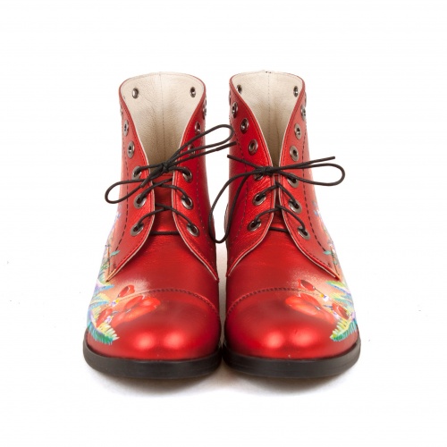 Комплект саквояж и ботинки "Летний луг" - кожаный женский набор рюкзак и ботинки ручной работы с рисунком |  Sumnizza фото 2