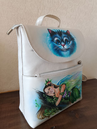 Рюкзак женский, для девочки с рисунком ручной работы Чешир – Малефисента ручной работы с рисунком и вышивкой на заказ - Sumnizza фото 13