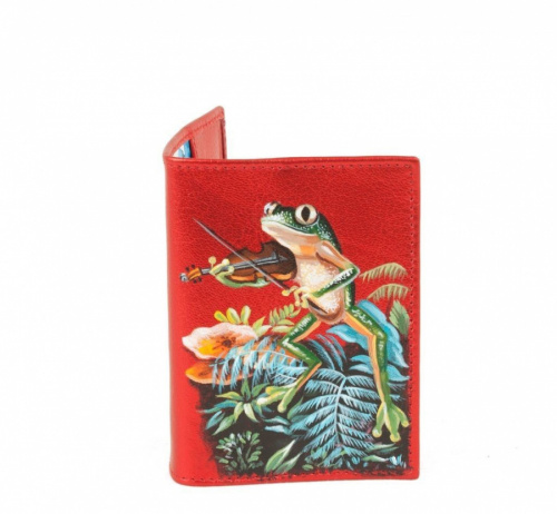 Кожаная обложка для паспорта с росписью "Лягушка" - кожаный женский кошелек-портмоне ручной работы с рисунком на заказ |  Sumnizza