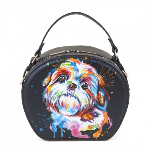 Полукруглая женская сумка "Мой Йорк" - круглая кожаная женская сумка ручной работы с рисунком |  Sumnizza