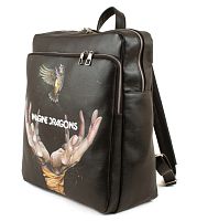 Рюкзак прочный мужской с росписью по коже "Imagine dragons" ручной работы с рисунком на заказ