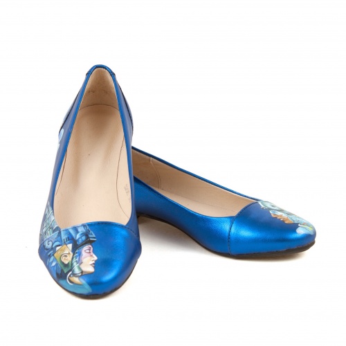 Комплект балетки и круглая сумка "Подводный мир" - кожаный женский набор рюкзак и ботинки ручной работы с рисунком |  Sumnizza фото 3