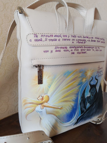 Рюкзак женский, для девочки с рисунком ручной работы Чешир – Малефисента ручной работы с рисунком и вышивкой на заказ - Sumnizza фото 12