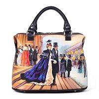 Саквояж ручной работы с росписью "После премьеры" ручной работы с рисунком и вышивкой на заказ
