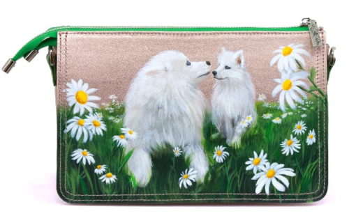 Эксклюзивный кожаный клатч с ручной росписью портретов собачек на заказ - женская кожаная сумка ручной работы с авторским рисунком фото 5