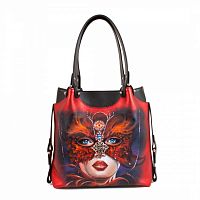 Женская двухцветная сумка "Девушка в маске" на заказ