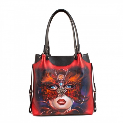 Женская двухцветная сумка "Девушка в маске" на заказ | Sumnizza