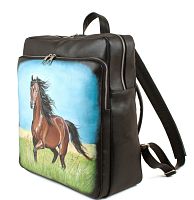 Классический мужской рюкзак с рисунком "Гнедой конь" ручной работы с рисунком на заказ