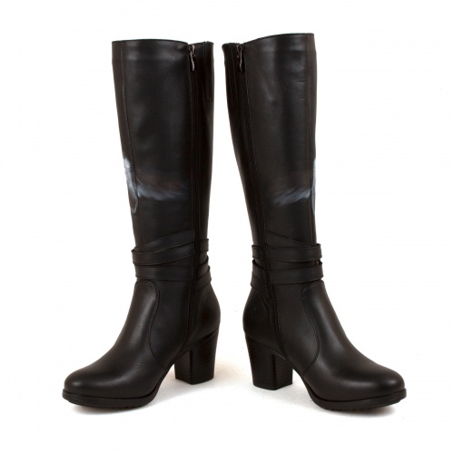 Элегантные женские сапоги с росписью "Кошка охотница" - кожаные и замшевые женские сапоги ручной работы с рисунком на заказ | Sumnizza фото 4