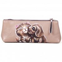 Футляр для очков "Дружки" — женский и мужской футляр для очков кожаный | рисунок ручной работы на заказ