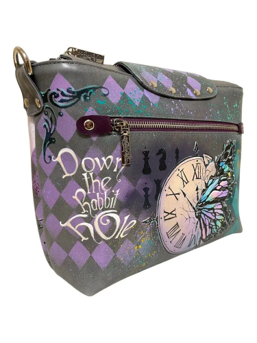 Женская сумка на заказ из кожи с рисунком ручной работы «Чеширский кот» на заказ | Sumnizza фото 6