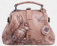 Женский саквояж ручной работы с выжиганием по коже "На поляне" ручной работы с рисунком и вышивкой на заказ
