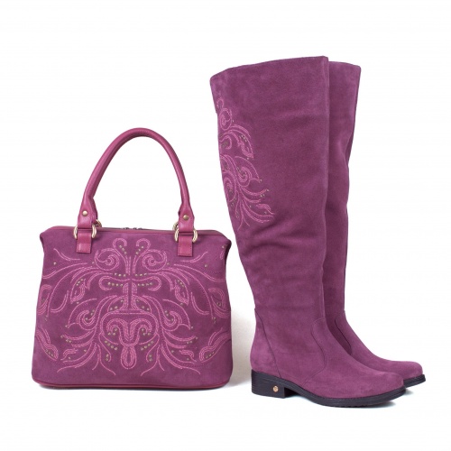 Женские замшевые ботфорты "Бусинки" - кожаные и замшевые женские сапоги ручной работы с рисунком на заказ | Sumnizza фото 7