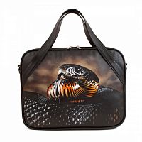 Сумка для ноутбука из натуральной кожи "Укус кобры" с рисунком ручной работы на заказ
