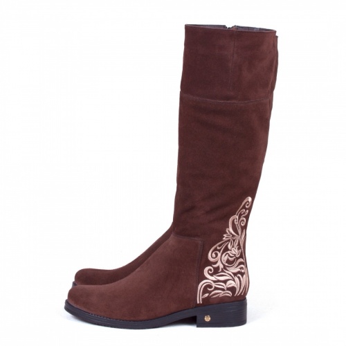 Женские замшевые сапоги "Зимние узоры" - кожаные и замшевые женские сапоги ручной работы с рисунком на заказ | Sumnizza