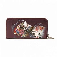 Кожаный кошелек с рисунком девушки "Любовь и смерть" ручной работы с рисунком на заказ