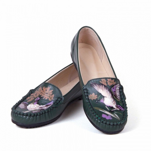 Мокасины "Птицы" - кожаные и замшевые мокасины ручной работы с рисунком на заказ | Sumnizza