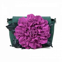 Женский замшевый клатч с цветком-аппликацией "Яркий пион" — сумка ручной работы с рисунком на заказ
