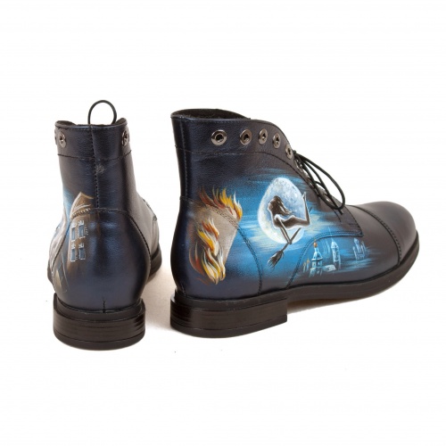 Комплект рюкзак и ботинки "Мастер и Маргарита" - кожаный женский набор рюкзак и ботинки ручной работы с рисунком |  Sumnizza фото 5