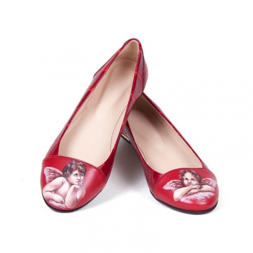 Балетки-лодочки "Ангелочки" - кожаные женские балетки ручной работы с рисунком на заказ |  Sumnizza фото 3