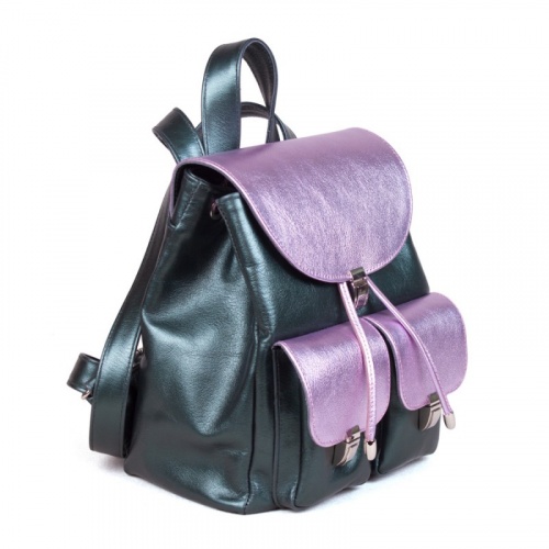 Женский маленький рюкзак с карманами "Перламутр" - кожаный рюкзак ручной работы с оригинальным рисунком на заказ |  Sumnizza фото 3