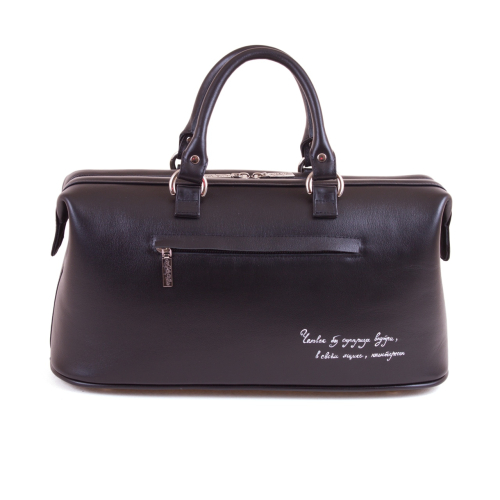 Женская сумка саквояж из кожи "Маргарита над Москвой" - кожаный дорожный саквояж ручной работы с рисунком на заказ |  Sumnizza фото 2