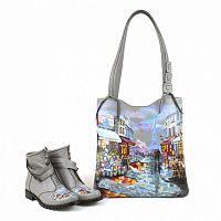 Кожаный шоппер с рисунком по коже "Дождь в Париже" - ручной работы на заказ