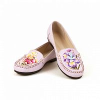 Мокасины с росписью ручной работы "Ирисы" - оригинальные женские кожаные и замшевые мокасины ручной работы с принтом, рисунком