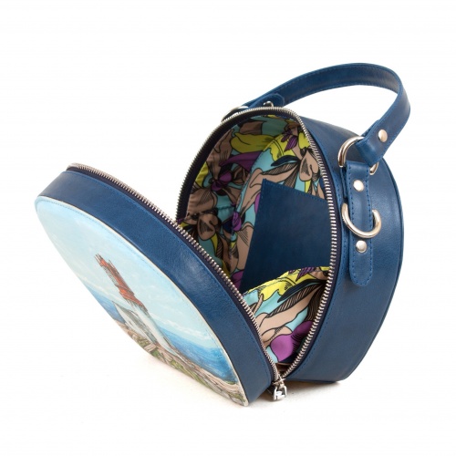 Полукруглая женская сумка через плечо "Маяк" - круглая кожаная женская сумка ручной работы с рисунком |  Sumnizza фото 3