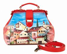 Саквояж из кожи с рисунком ручной работы "Старый Тбилиси" ручной работы с рисунком и вышивкой на заказ
