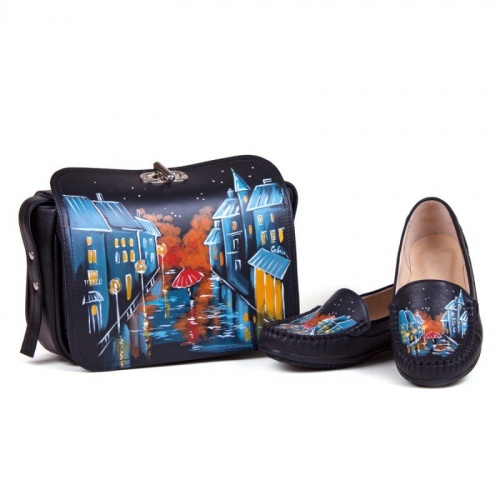 Женские мокасины с рисунком "Осенний дождь" - кожаные и замшевые мокасины ручной работы с рисунком на заказ | Sumnizza фото 4