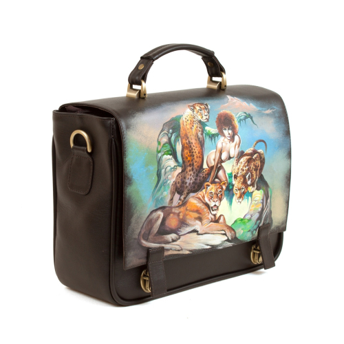 Мужской кожаный портфель с рисунком "Моя пантера" - эксклюзив ручной работы сумка ручной работы с рисунком на заказ фото 4