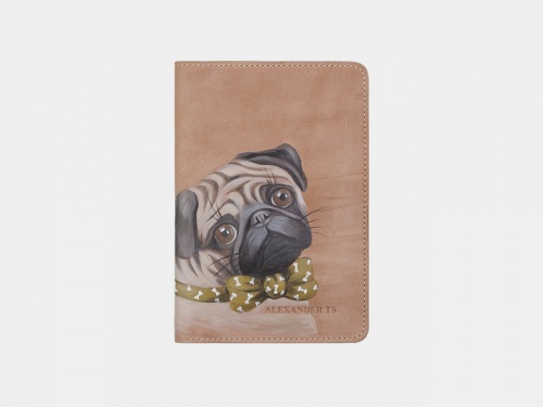Обложка для паспорта на заказ "Мопс" - кожаный женский кошелек-портмоне ручной работы с рисунком на заказ |  Sumnizza