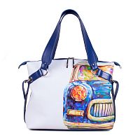 Сумка шоппер через плечо с  росписью "Старое авто" - ручной работы на заказ