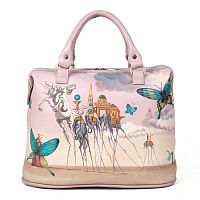 Кожаная сумка саквояж "Дали. Искушение" ручной работы с рисунком и вышивкой на заказ
