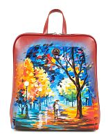 Городской рюкзак с накладным карманом и росписью "Осенний вечер" ручной работы с рисунком на заказ | Купить в Sumnizza