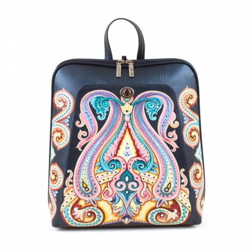 Городской рюкзак с одной лямкой на плечо с росписью "Узоры" ручной работы с рисунком и вышивкой на заказ - Sumnizza