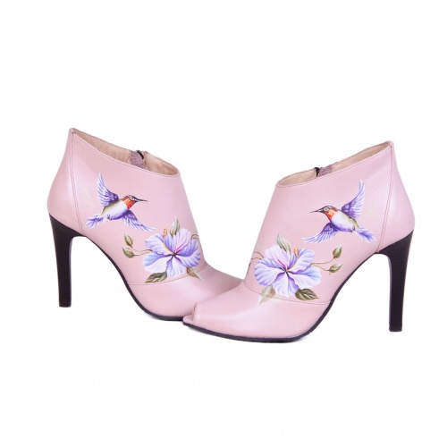 Комплект саквояж и ботильоны "Колибри" - кожаный женский набор рюкзак и ботинки ручной работы с рисунком |  Sumnizza фото 7