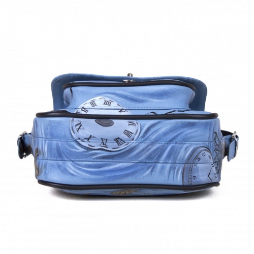 Женская кожаная сумка через плечо с рисунком ручной работы "Чешир" — кросс боди с принтом на заказ фото 7