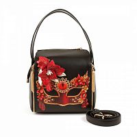 Черная сумка квадратной формы "Маска" - ручной работы с рисунком на заказ |  Sumnizza