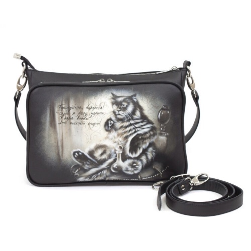 Сумка с тремя отделениями с росписью "Кот Бегемот" на заказ | Sumnizza фото 2