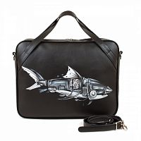 Сумка с отделением для ноутбука "Стимпанк акула" с рисунком ручной работы на заказ
