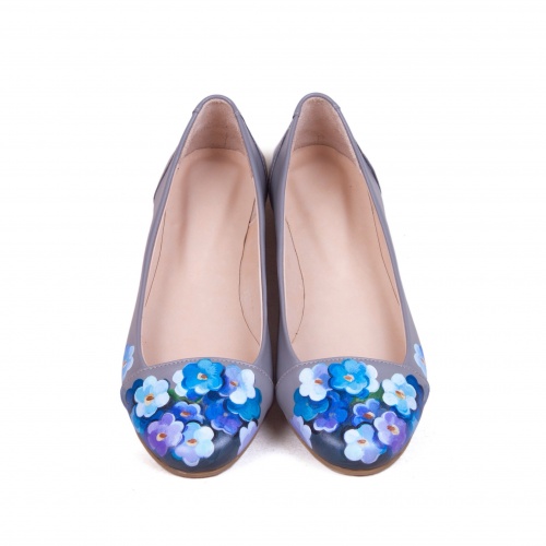 Комплект балетки и кожаный саквояж "Хризантемы" - кожаный женский набор рюкзак и ботинки ручной работы с рисунком |  Sumnizza фото 2